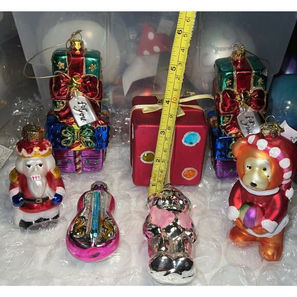 Stunning Vtg Embellished ALL Blown Glass Christmas Ornaments Germany #39 - Picture 9 of 12